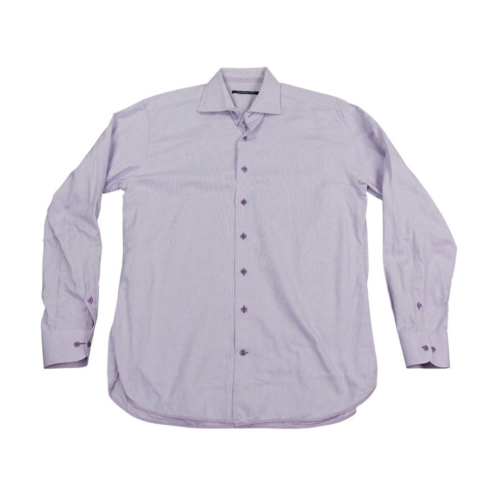 Hammer Made‎ Dress Shirt Mens 16 Lavender Micro Check Long Sleeve Button Up Work